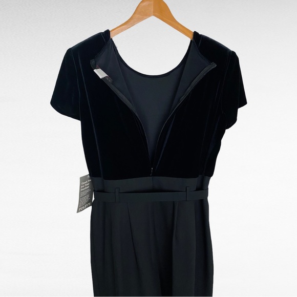 VINTAGE | 1980’s JR Nites by Caliendo Black Beaded Velvet Belted Retro Jumpsuit - Picture 8 of 12